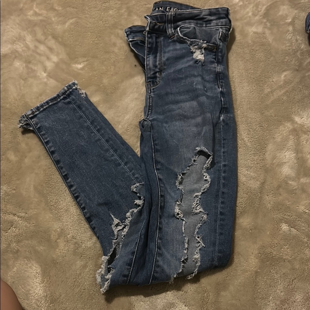 Distressed Blue Jeans